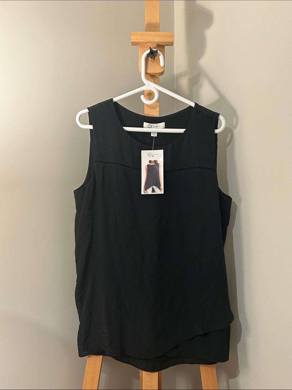 Cristina B. Black Sleeveless Layered Tunic Camisole NWT Size L